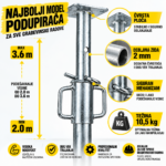 Podupirači pocinkovani 2.2m do 4m