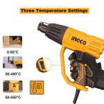 Fen za vreli vazduh Ingco HG200047 2000W – Toplotni pištolj sa 3 nivoa temperature - Image 3