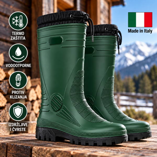 HUSKY Termo PVC Čizme – Tople, Vodootporne, Protivklizne Made in Italy