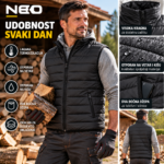 NEO unisex Termo prsluk – Lagan, topao i otporan na vetar i kišu - Slika 4