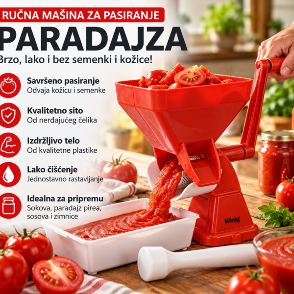 König ručna mašina za pasiranje paradajza sa sitom od nerđajućeg čelika