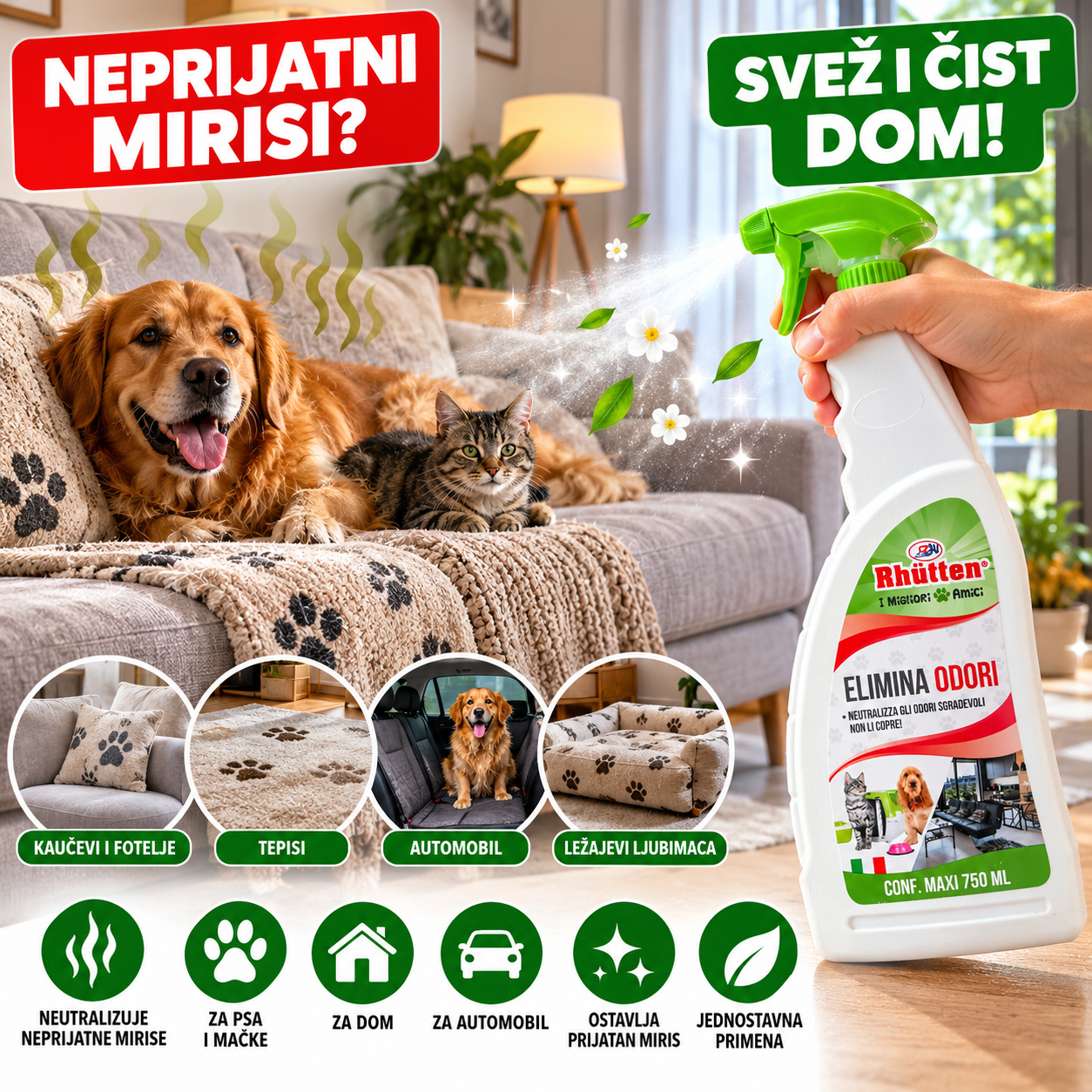 sredstvo-za-suzbijanje-mirisa-od-pasa-i-amcaka Specijalno sredstvo za uklanjanje neprijatnih mirisa pasa i mačaka 750 ml – Za dom, tepihe, nameštaj i automobil - Slika 1